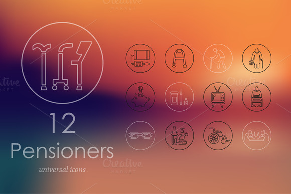 12 Pensioners Line Icons