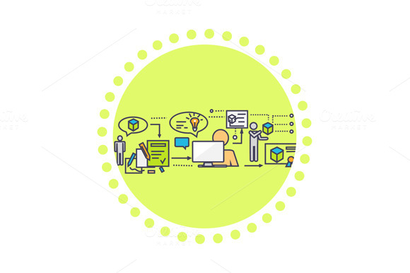 Icon Flat Style 3D Development Icon Flat Style 3D Development