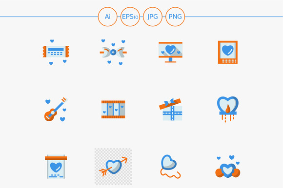 Love Greeting Flat Vector Icons Love Greeting Flat Vector Icons