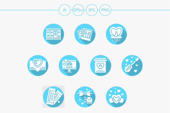 Valentines Day Party Blue Icons Valentines Day Party Blue Icons