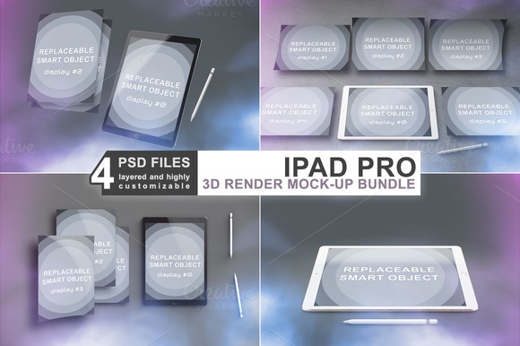 Ipad Pro Mockup Bundle 3D Render