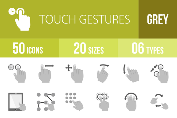 50 Touch Gestures Greyscale Icons 50 Touch Gestures Greyscale Icons