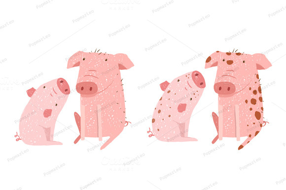 Two Pigs Parent And Child Cartoon Two Pigs Parent And Child Cartoon