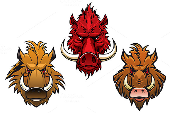Cartoon Fierce Wild Boars And Pigs Cartoon Fierce Wild Boars And Pigs