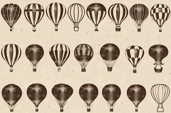 Wood Stamped Air Balloons Wood Stamped Air Balloons