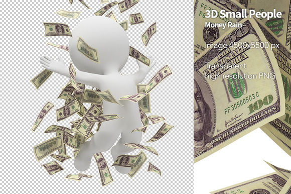 3D Small People Money Rain