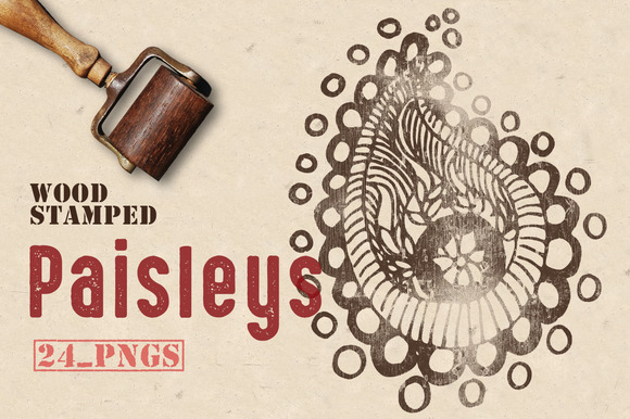 Wood Stamped Paisleys Wood Stamped Paisleys