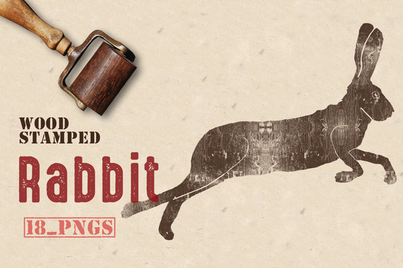 Wood Stamped Rabbit Wood Stamped Rabbit