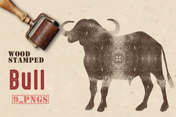 Wood Stamped Bull Wood Stamped Bull
