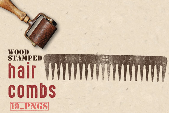 Wood Stamped Hair Combs Wood Stamped Hair Combs
