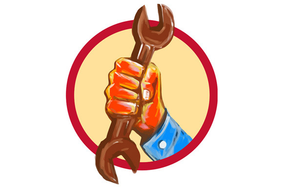 Mechanic Hand Holding Spanner Circle Mechanic Hand Holding Spanner Circle