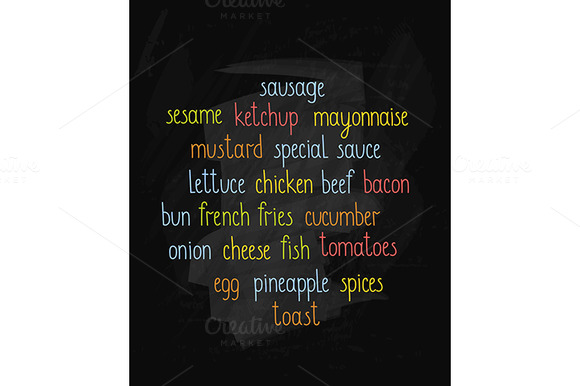 Burger Ingredients Lettering