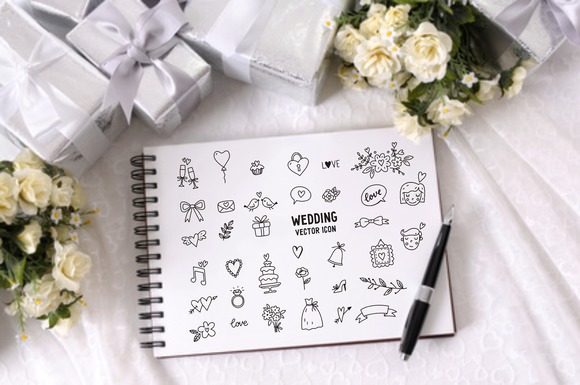 Vector Set Of Sketch Weddings Icons Vector Set Of Sketch Weddings Icons