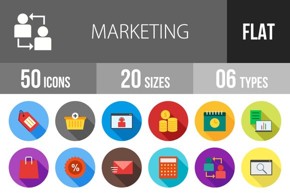 50 Marketing Flat Shadowed Icons 50 Marketing Flat Shadowed Icons
