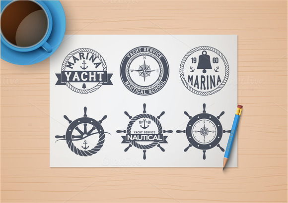 Set Of Nautical Yacht Badges Set Of Nautical Yacht Badges