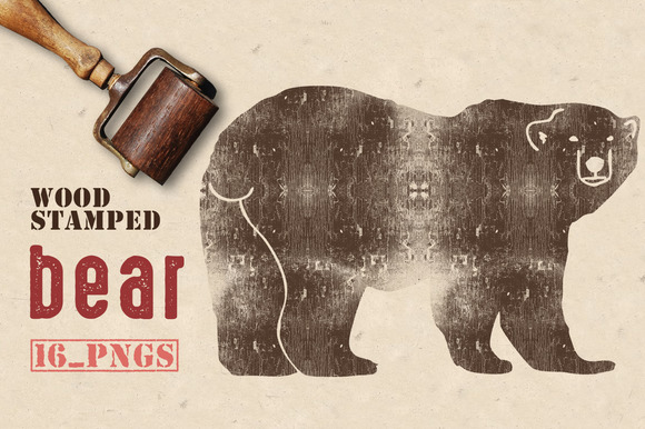 Wood Stamped Bear