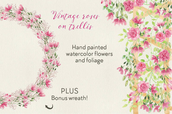 Watercolor Clip Art Vinatge Roses Watercolor Clip Art Vinatge Roses