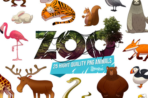 ZOO 25 Cartoon Animal Png HD Pack