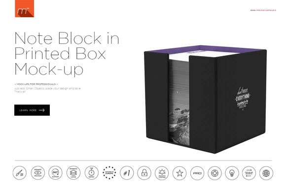 Note Cube In Printed Box Mock-up Note Cube In Printed Box Mock-up