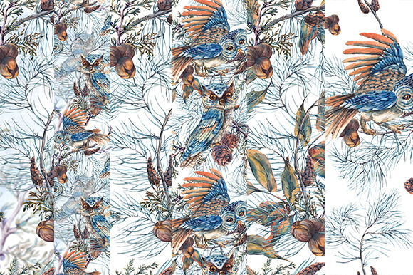 Winter Seamless Pattern With Owls Winter Seamless Pattern With Owls