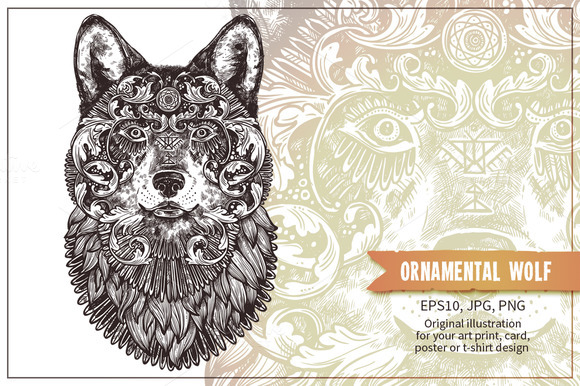 Ornamental Hand Drawn Wolf Ornamental Hand Drawn Wolf
