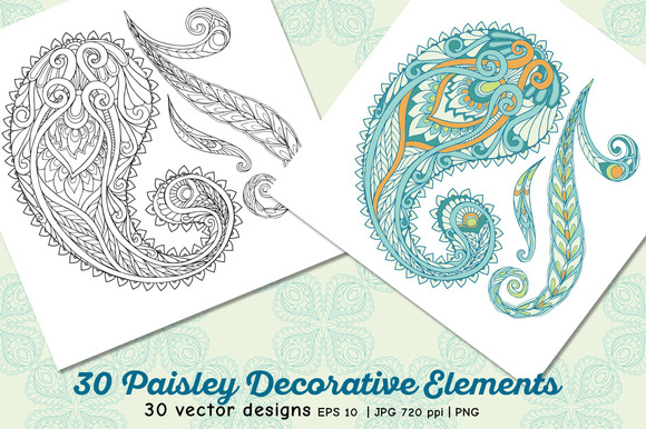 30 Paisley And Mandala Elements