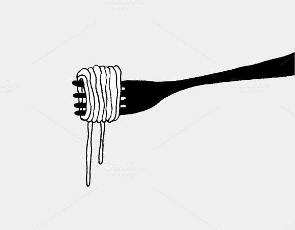 Spaghetti And Fork Silhouette Spaghetti And Fork Silhouette
