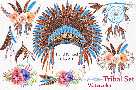 Watercolor Tribal Set Watercolor Tribal Set