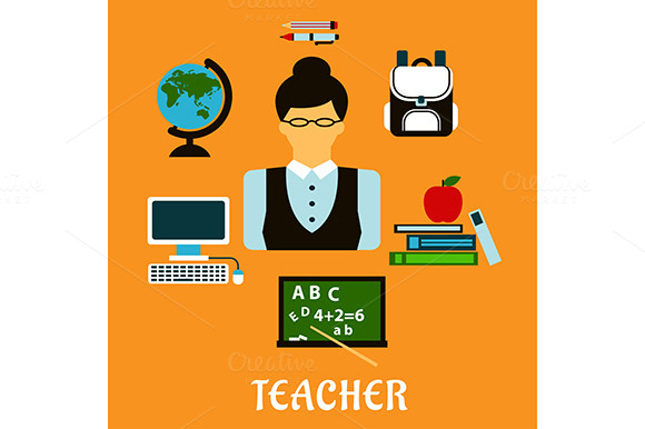 Teacher Profession Flat Icons