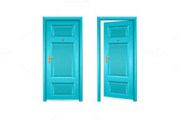 Blue And Green Door Open And Closed
