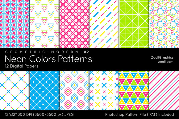 Neon Colors Digital Papers Neon Colors Digital Papers