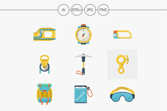 Alpinism Outfit Flat Vector Icons Alpinism Outfit Flat Vector Icons
