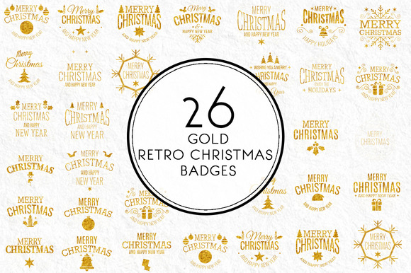 Gold Retro Christmas Badges