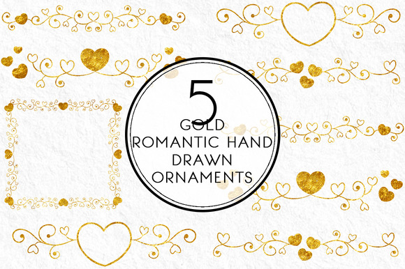 Gold Hand Drawn Romantic Elements Gold Hand Drawn Romantic Elements