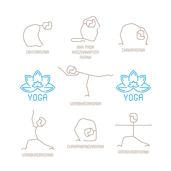 Yoga Poses Icons Lineart Style Yoga Poses Icons Lineart Style