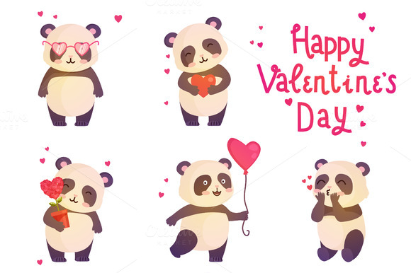 Set Of Cute Pandas Illustration Set Of Cute Pandas Illustration