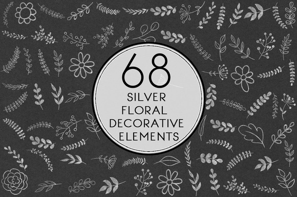 Silver Floral Decorative Elements Silver Floral Decorative Elements