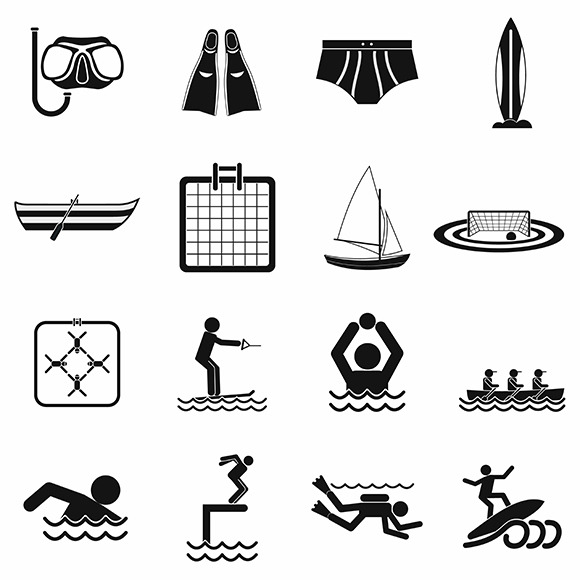 Water Sport Black Simple Icons Water Sport Black Simple Icons