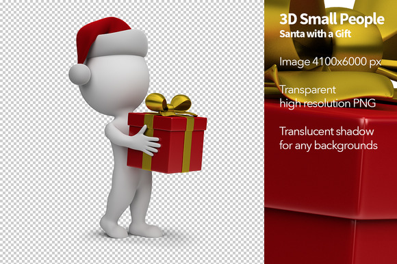 3D Small People Santa With A Gift 3D Small People Santa With A Gift