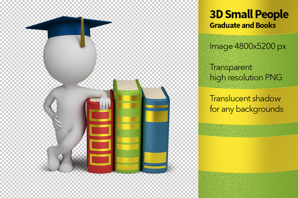 3D Small People Graduate And Books 3D Small People Graduate And Books