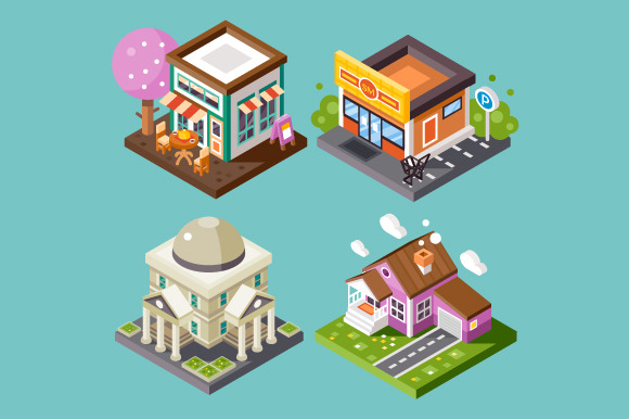 Nice City Isometric Buildings Set Nice City Isometric Buildings Set
