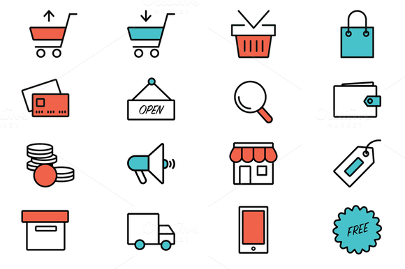 Flat Icons For E-commerce