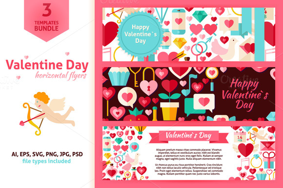 Valentine Day Horizontal Flyers Valentine Day Horizontal Flyers