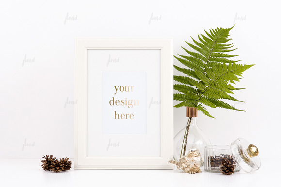White Frame With Flower Mockup White Frame With Flower Mockup