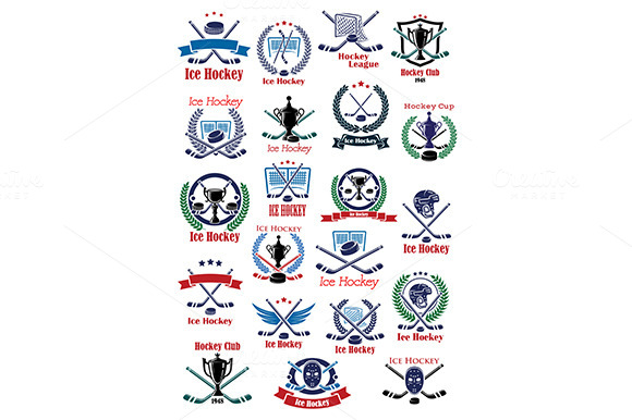 Ice Hockey Game Icons And Symbols Ice Hockey Game Icons And Symbols