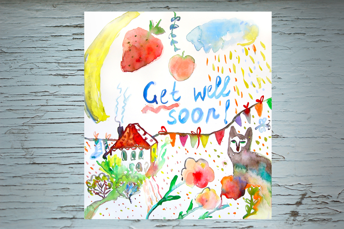 Get well soon watercolor card ~ Illustrations on Creative Market