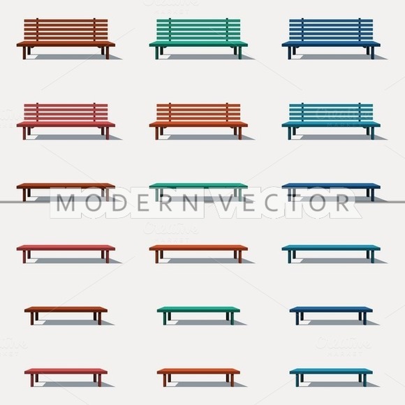 Set Different Tipes Of Benches Set Different Tipes Of Benches