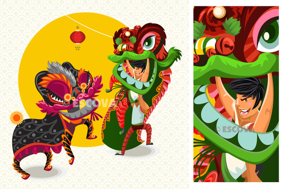 Chinese Lunar Ney Year Dance Fight Chinese Lunar Ney Year Dance Fight