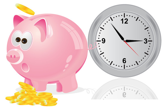 Time Money Concept Piggy Bank Time Money Concept Piggy Bank