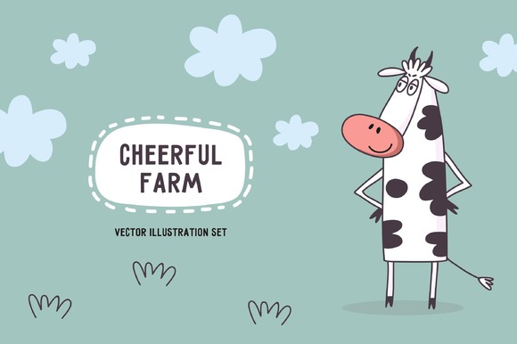 Vector Set Of Cheerful Farm Vector Set Of Cheerful Farm
